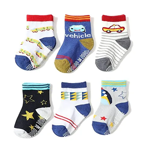 HaimoBurg Calze Antiscivolo in Cotone per Bambini 1-5 Anni, 12 Paia - immagine 3