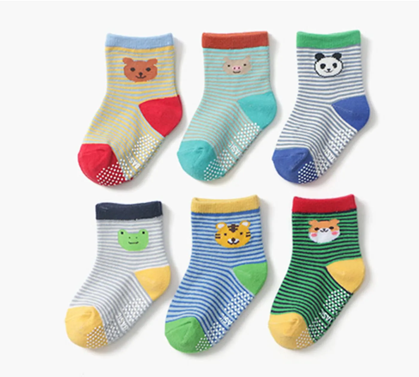 HaimoBurg Calze Antiscivolo in Cotone Traspirante per Bambini, 12 Paia, 1-5 Anni - immagine 3
