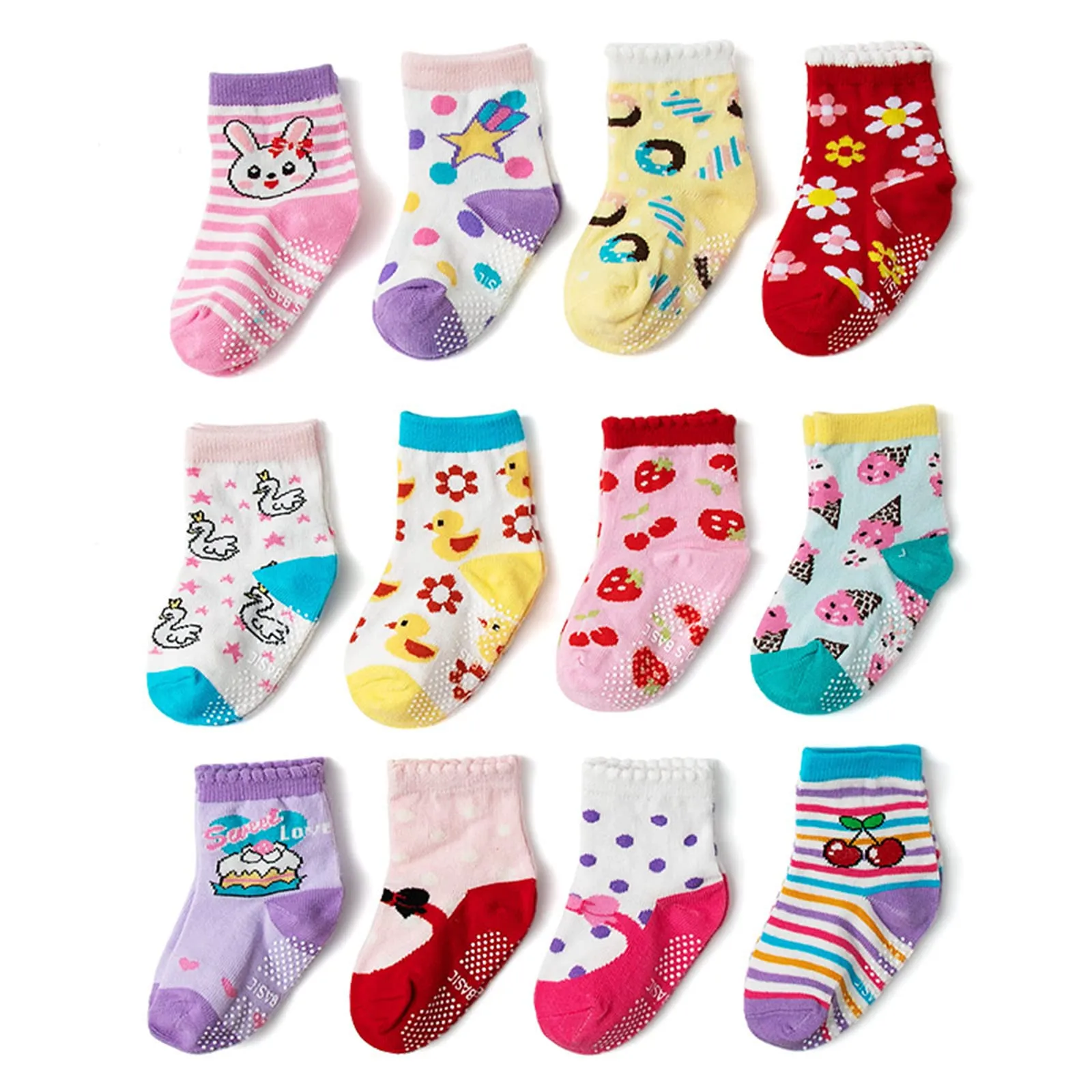 HaimoBurg Calze Antiscivolo in Cotone per Bambini, 12 Paia, 1-5 Anni - immagine 1