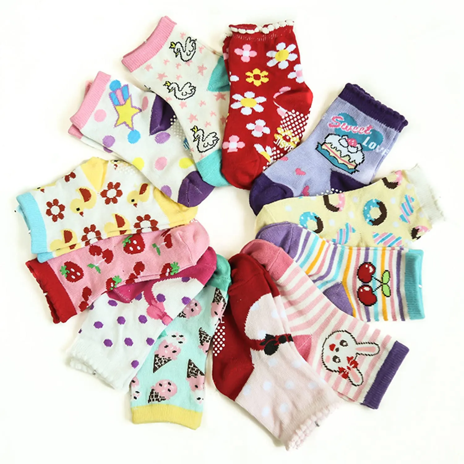 HaimoBurg Calze Antiscivolo in Cotone per Bambini, 12 Paia, 1-5 Anni - immagine 2