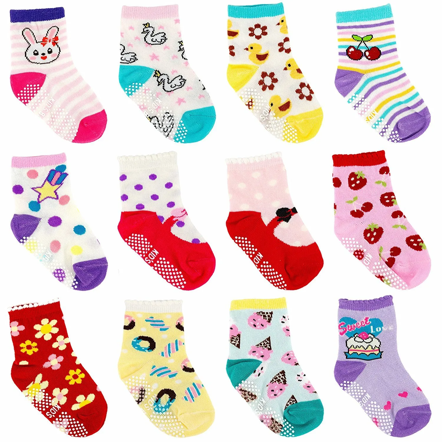 HaimoBurg Calze Antiscivolo in Cotone per Bambini, 12 Paia, 1-5 Anni - immagine 5