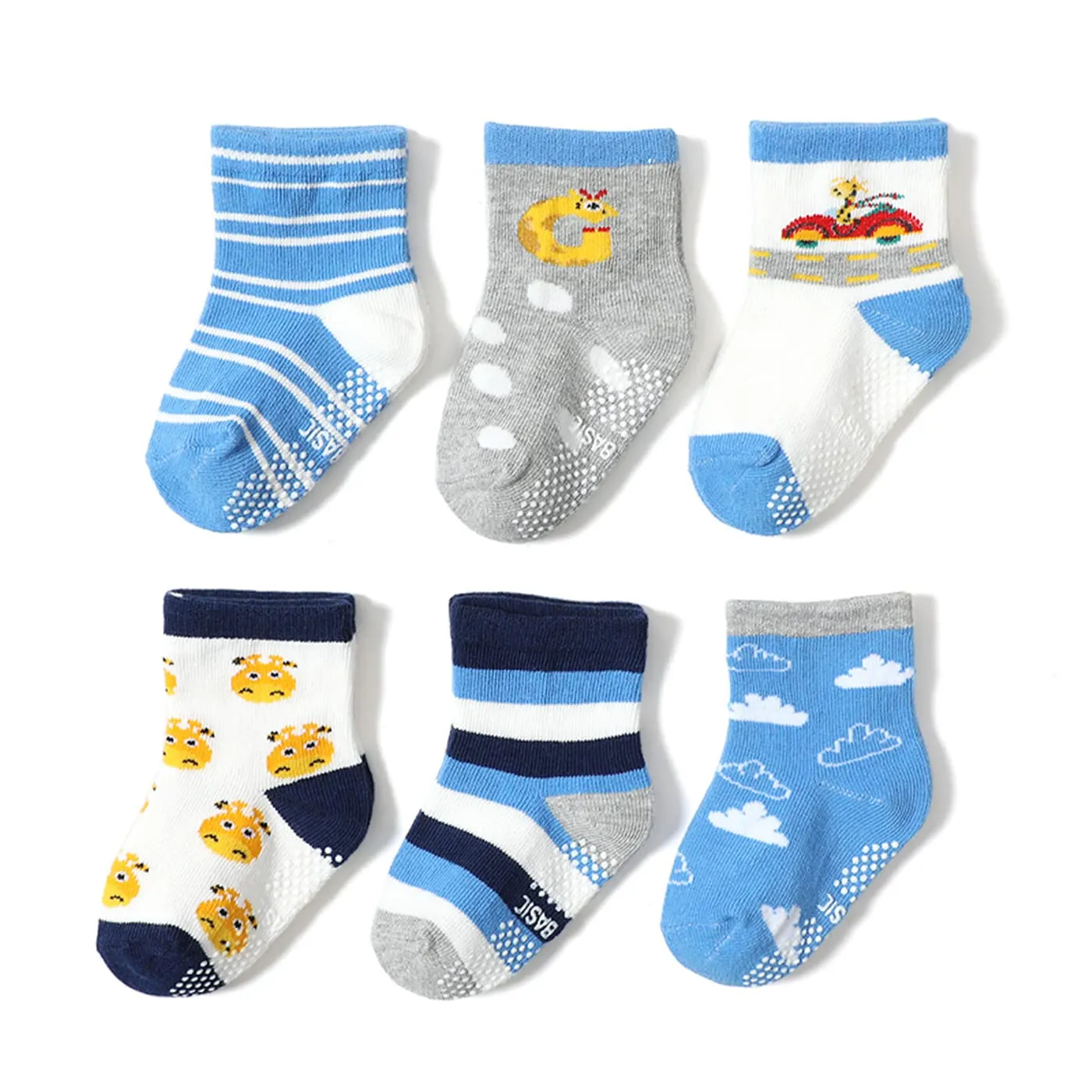 HaimoBurg Calze Antiscivolo in Cotone Traspirante per Bambini, 12 Paia, 1-5 Anni - immagine 3