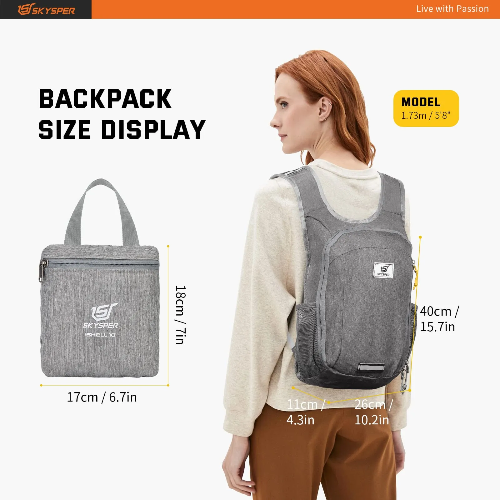 SKYSPER Zaino Leggero Pieghevole 10L - immagine 6