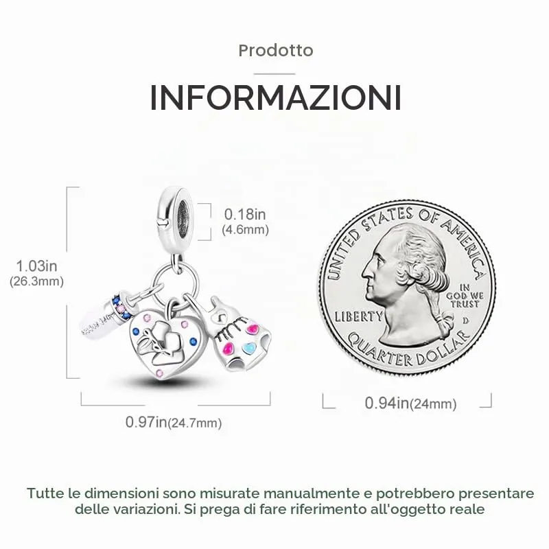 TINSLO Bead Charm in Argento Sterling 925 con Cubic Zirconia, Compatibile con Braccialetti e Collane Europei e Pandora - immagine 5