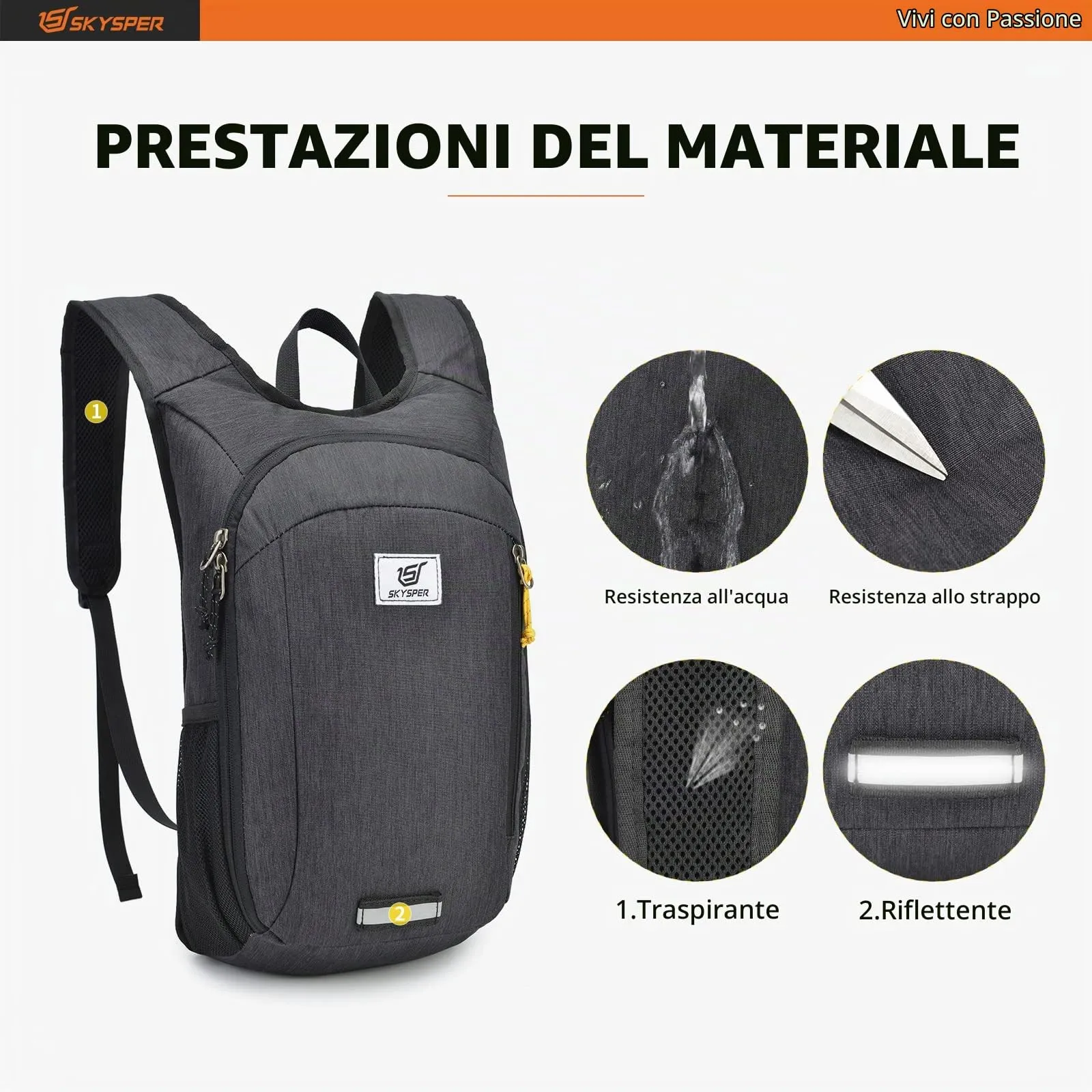 SKYSPER Zaino Leggero Pieghevole 10L - immagine 4