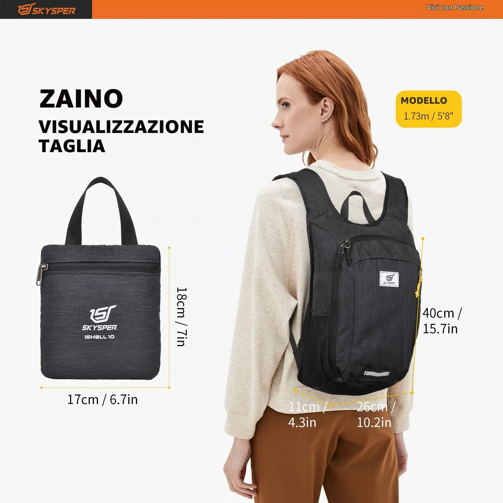 SKYSPER Zaino Leggero Pieghevole 10L - immagine 6