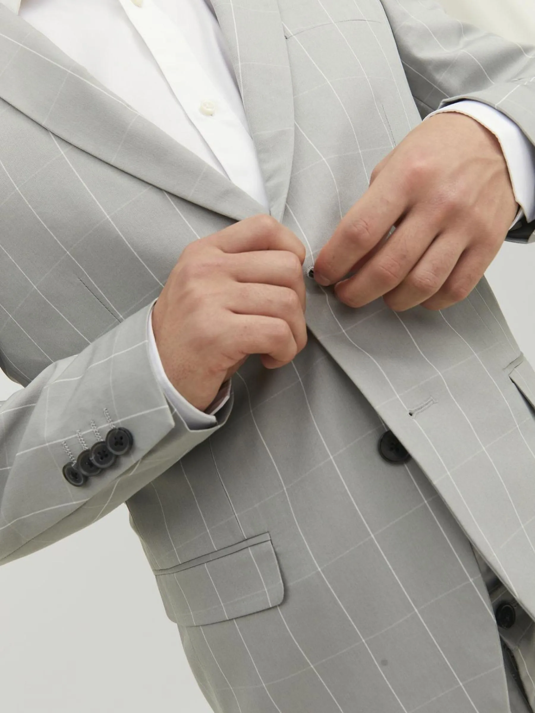 Jack & Jones JPRFRANCO Super Slim Fit Blazer and Trousers, Light Gray Checks, 54 - immagine 7