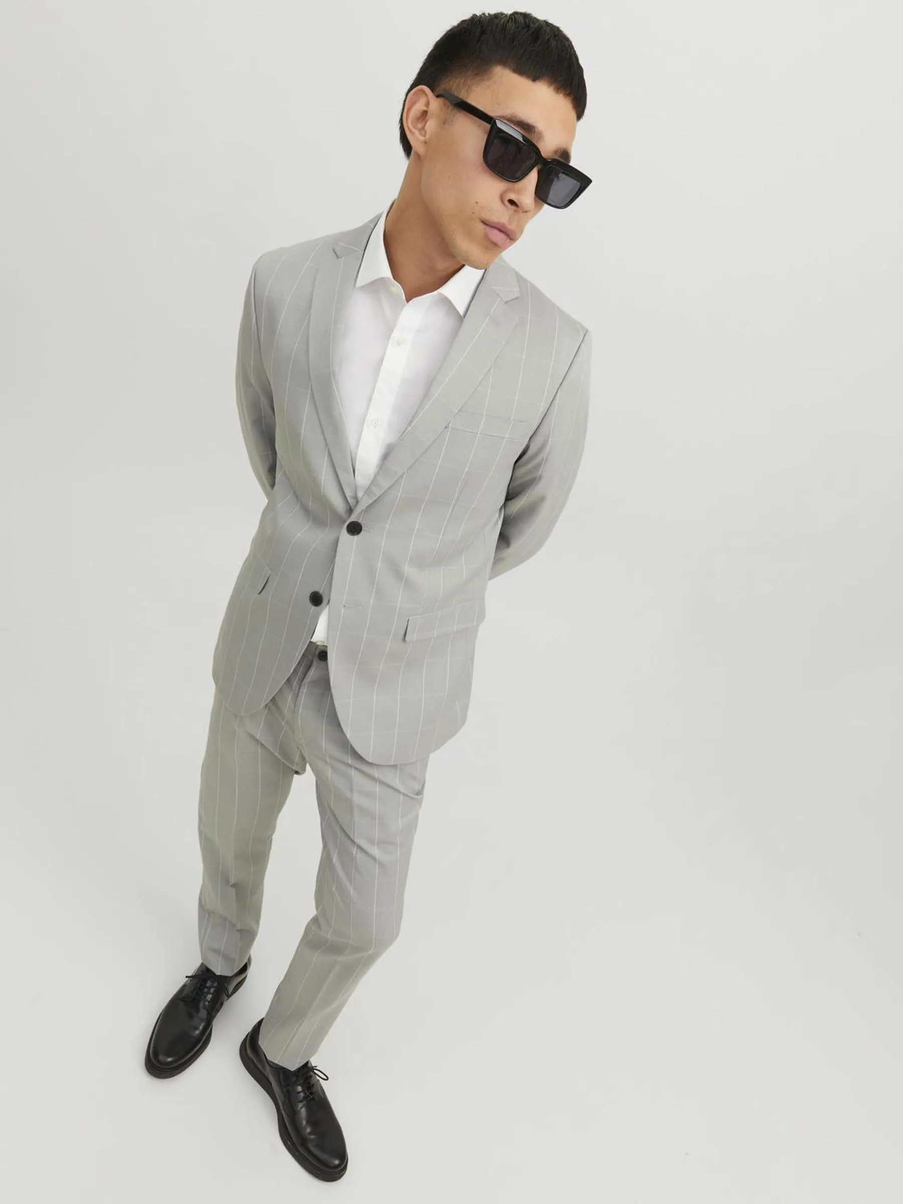 Jack & Jones JPRFRANCO Super Slim Fit Blazer and Trousers, Light Gray Checks, 54 - immagine 9