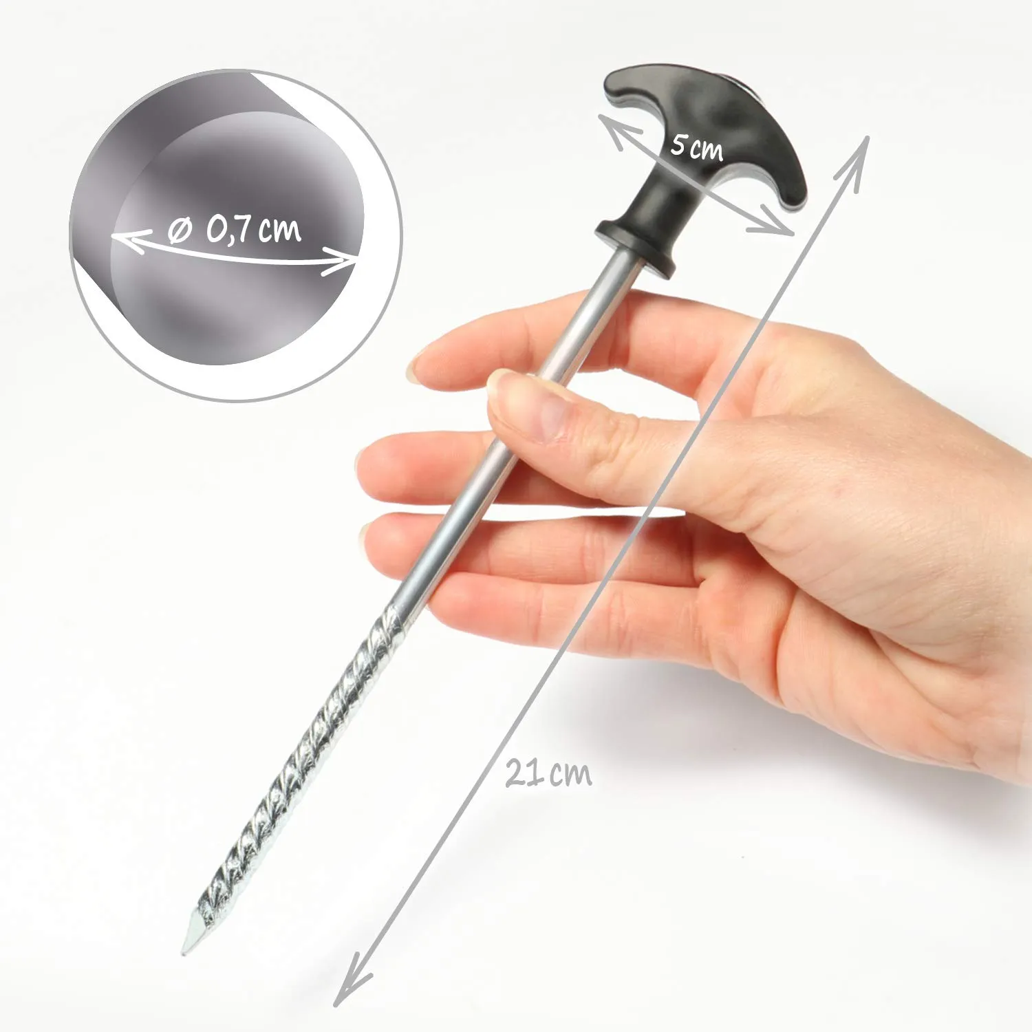 com-four Picchetti in Acciaio Filettati, 20 Pezzi, 210x7mm - immagine 5
