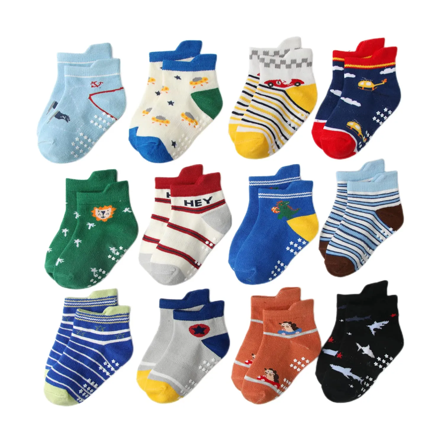 HaimoBurg Calze Antiscivolo in Cotone per Bambini 1-5 Anni, 12 Paia - immagine 1