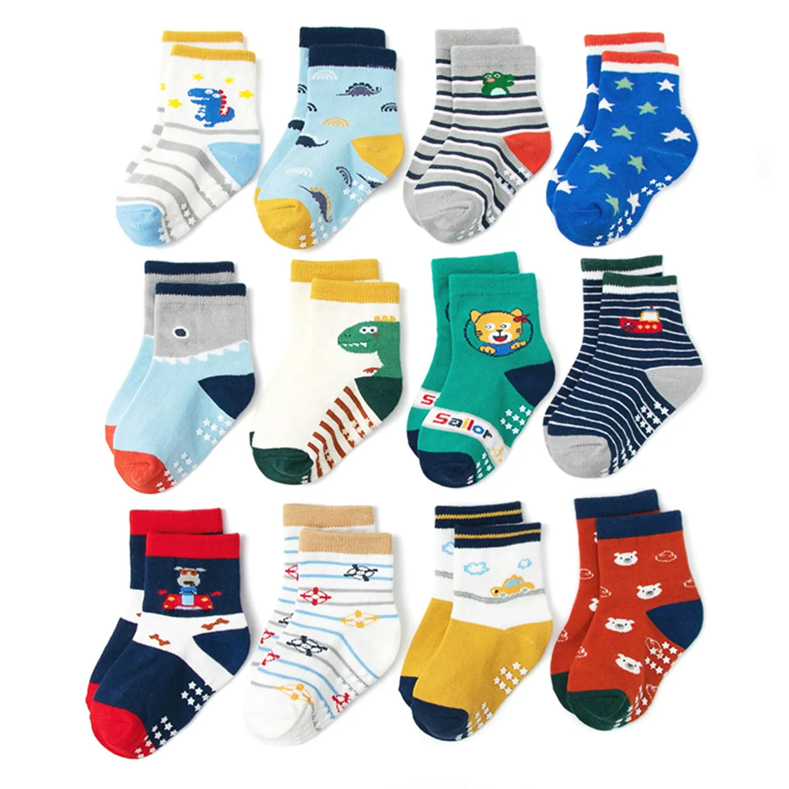 HaimoBurg Calze Antiscivolo in Cotone per Bambini 1-5 Anni, 12 Paia - immagine 1