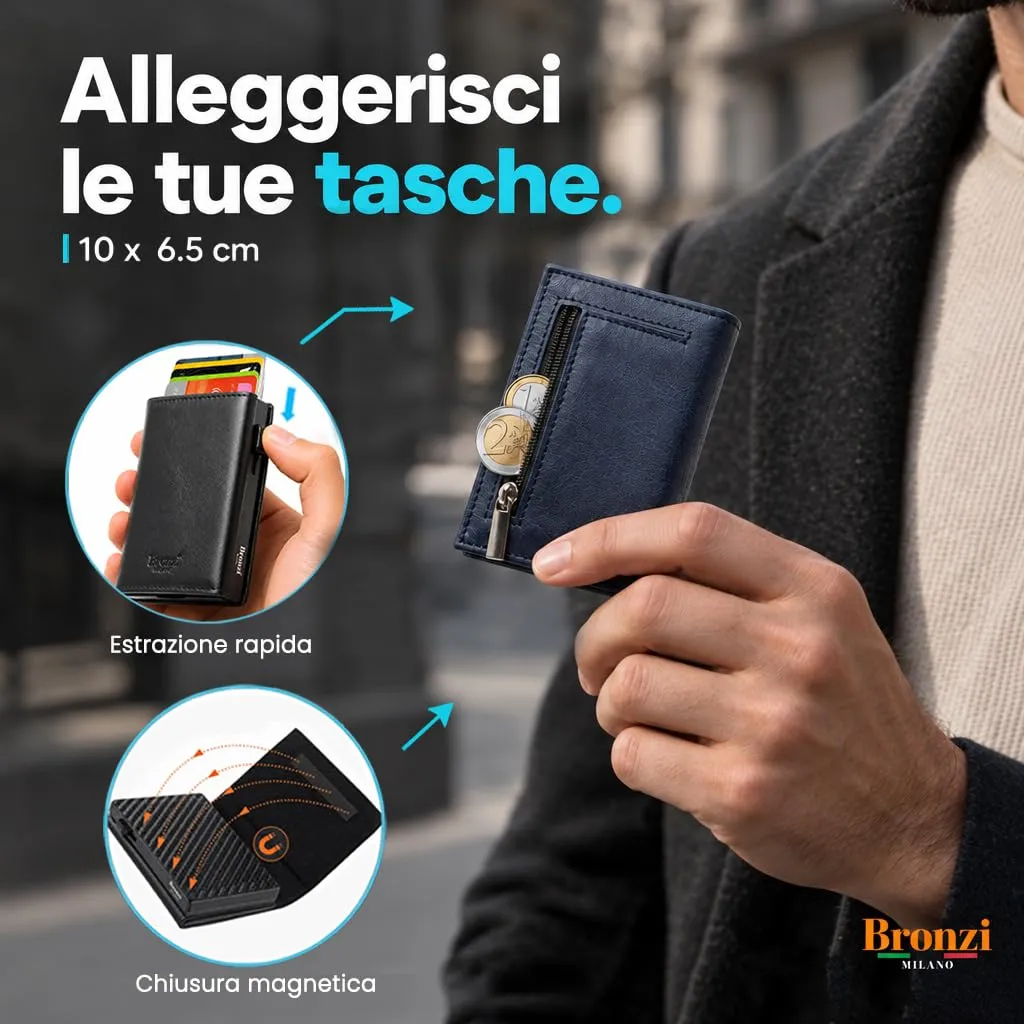 Bronzi Portafoglio Uomo Slim Piccolo Revelation RFID con Portamonete - immagine 2