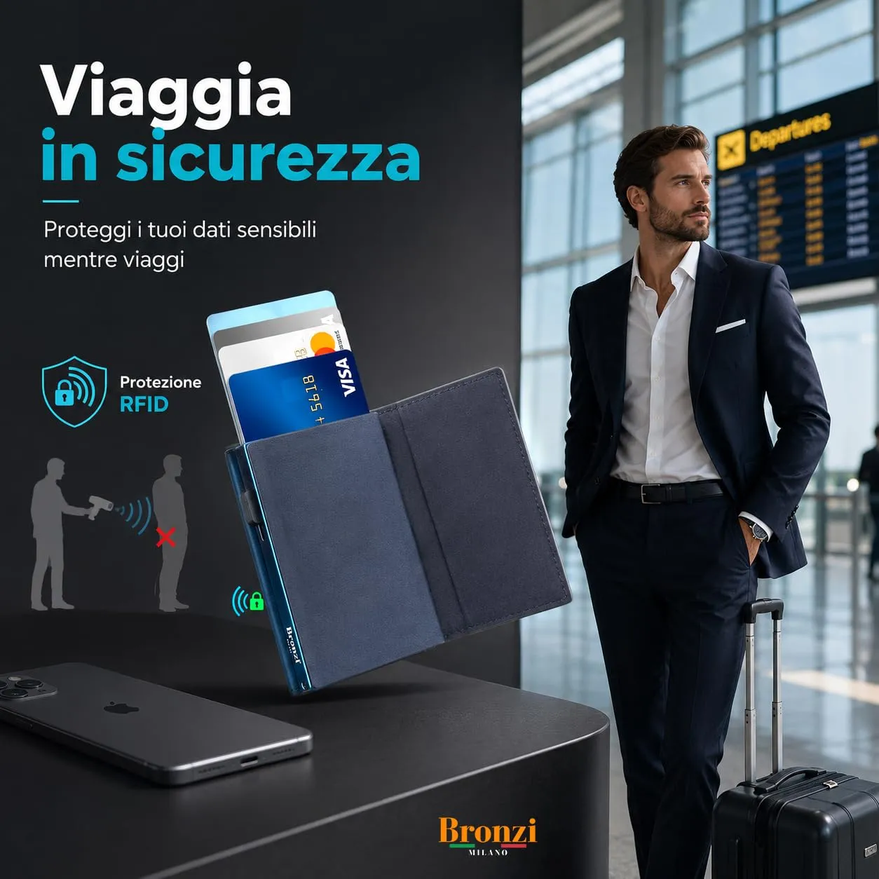 Bronzi Portafoglio Uomo Slim Piccolo Revelation RFID con Portamonete - immagine 4