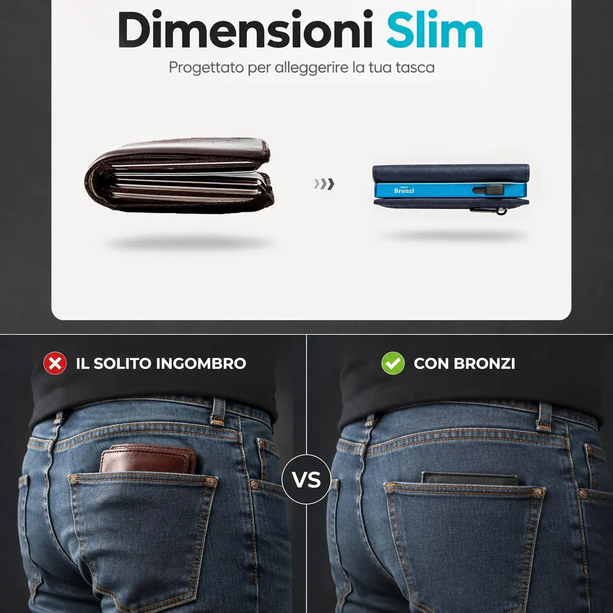 Bronzi Portafoglio Uomo Slim Piccolo Revelation RFID con Portamonete - immagine 5