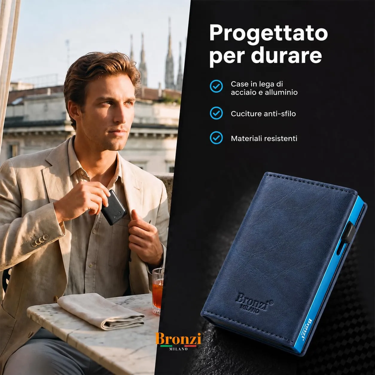 Bronzi Portafoglio Uomo Slim Piccolo Revelation RFID con Portamonete - immagine 6