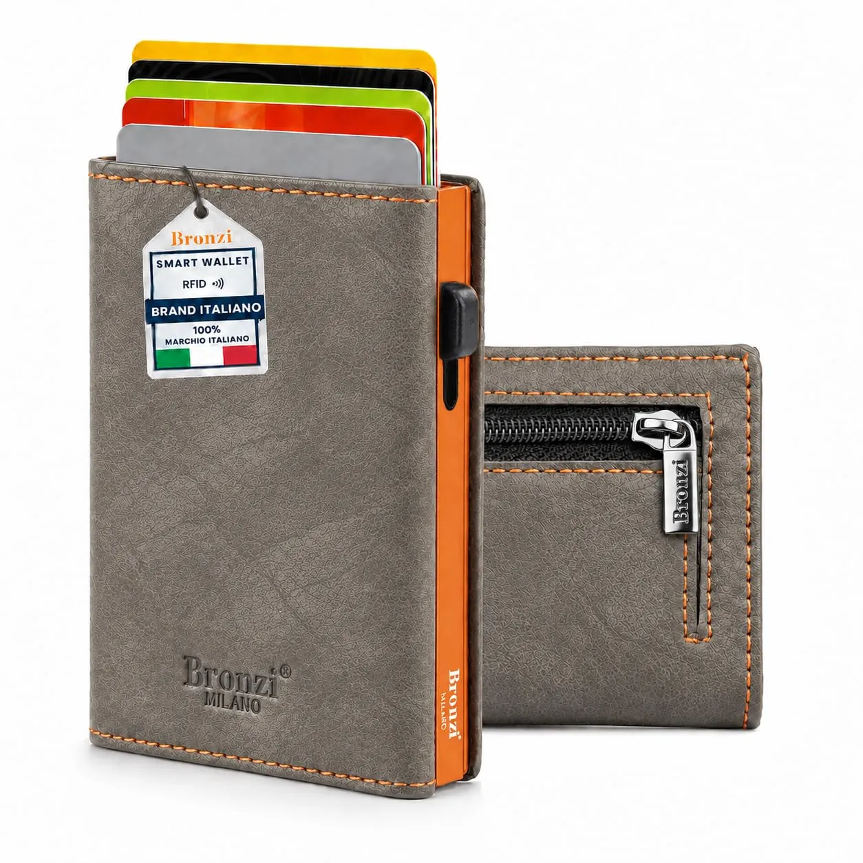 Bronzi Portafoglio Uomo Slim Revelation RFID Grigio Antracite - immagine 1