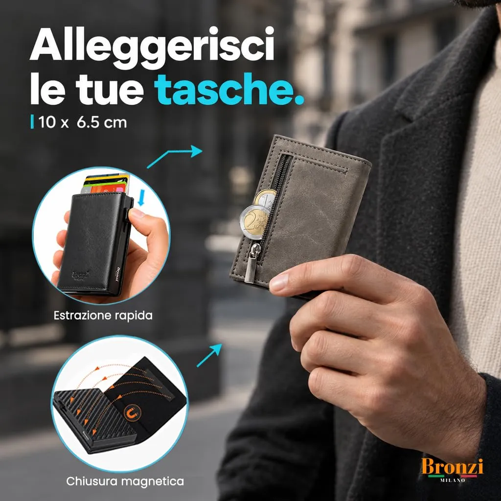 Bronzi Portafoglio Uomo Slim Revelation RFID Grigio Antracite - immagine 2