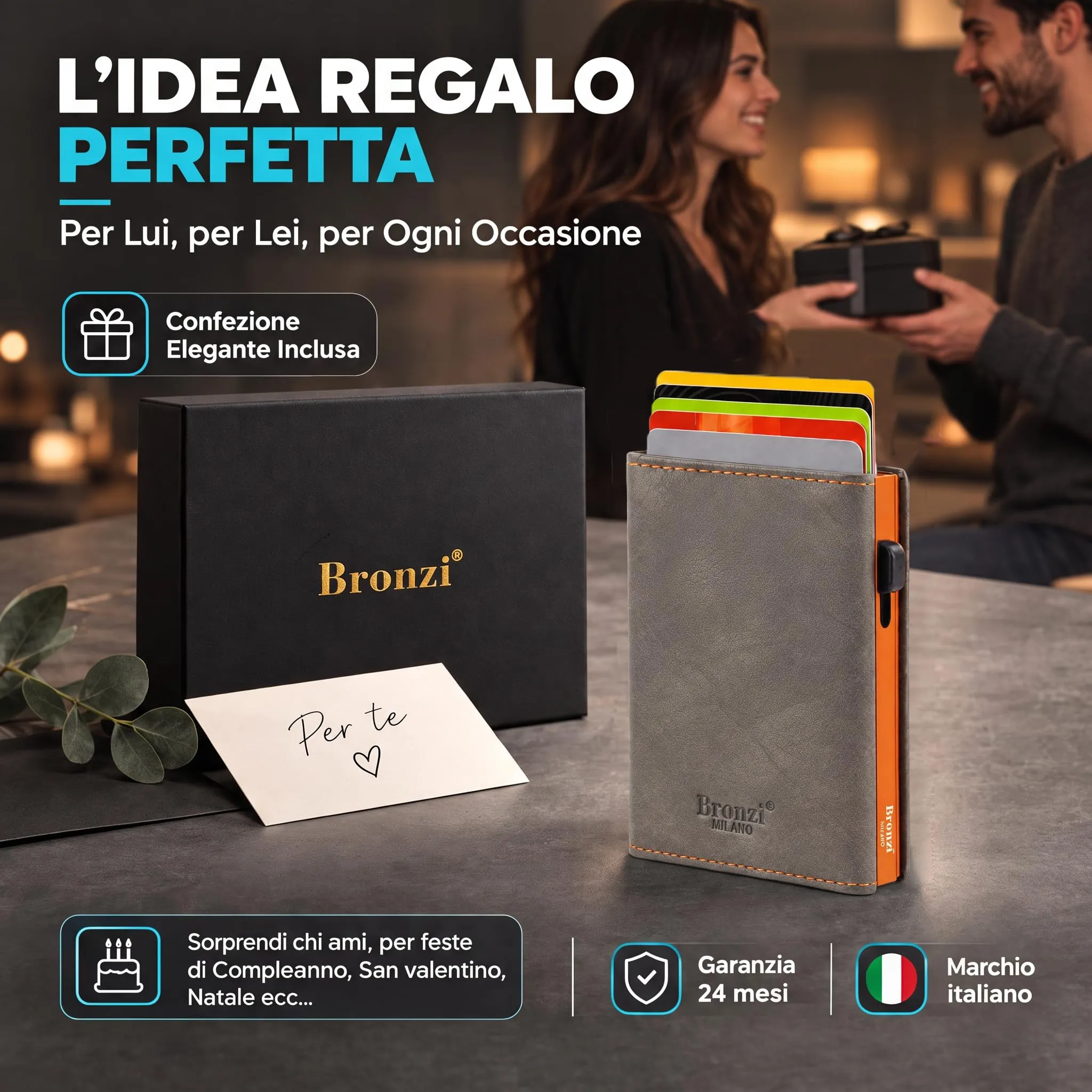 Bronzi Portafoglio Uomo Slim Revelation RFID Grigio Antracite - immagine 7