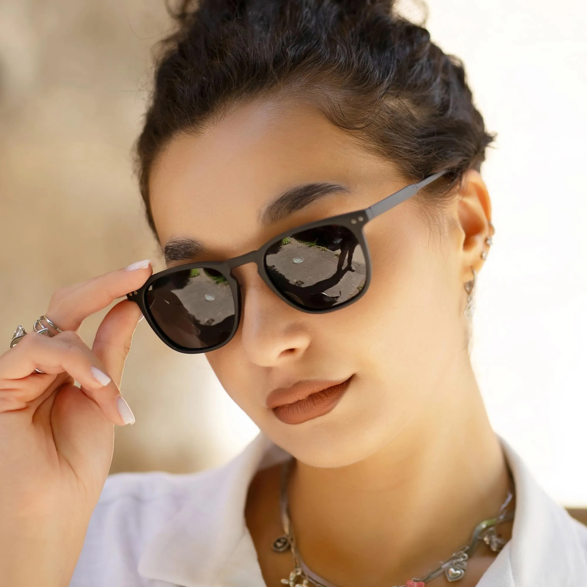 ZENOTTIC Occhiali da Sole Polarizzati UV400 Retro Rotondi e Quadrati Unisex, 2 Paia - immagine 2