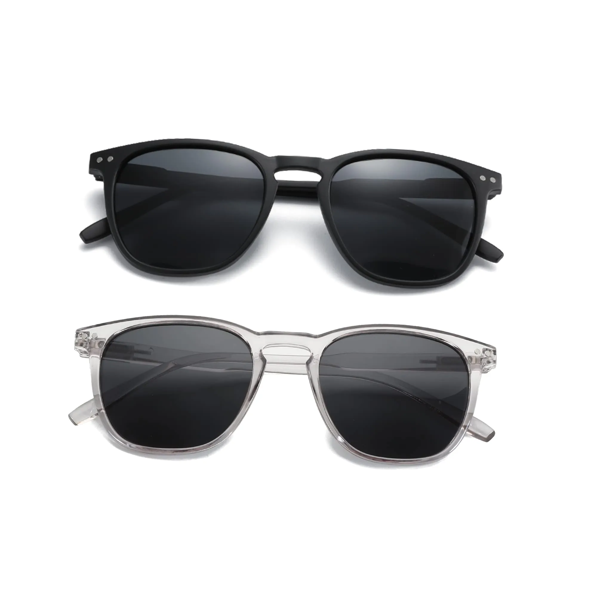 ZENOTTIC Occhiali da Sole Polarizzati UV400 Retro Rotondi e Quadrati Unisex, 2 Paia - immagine 3