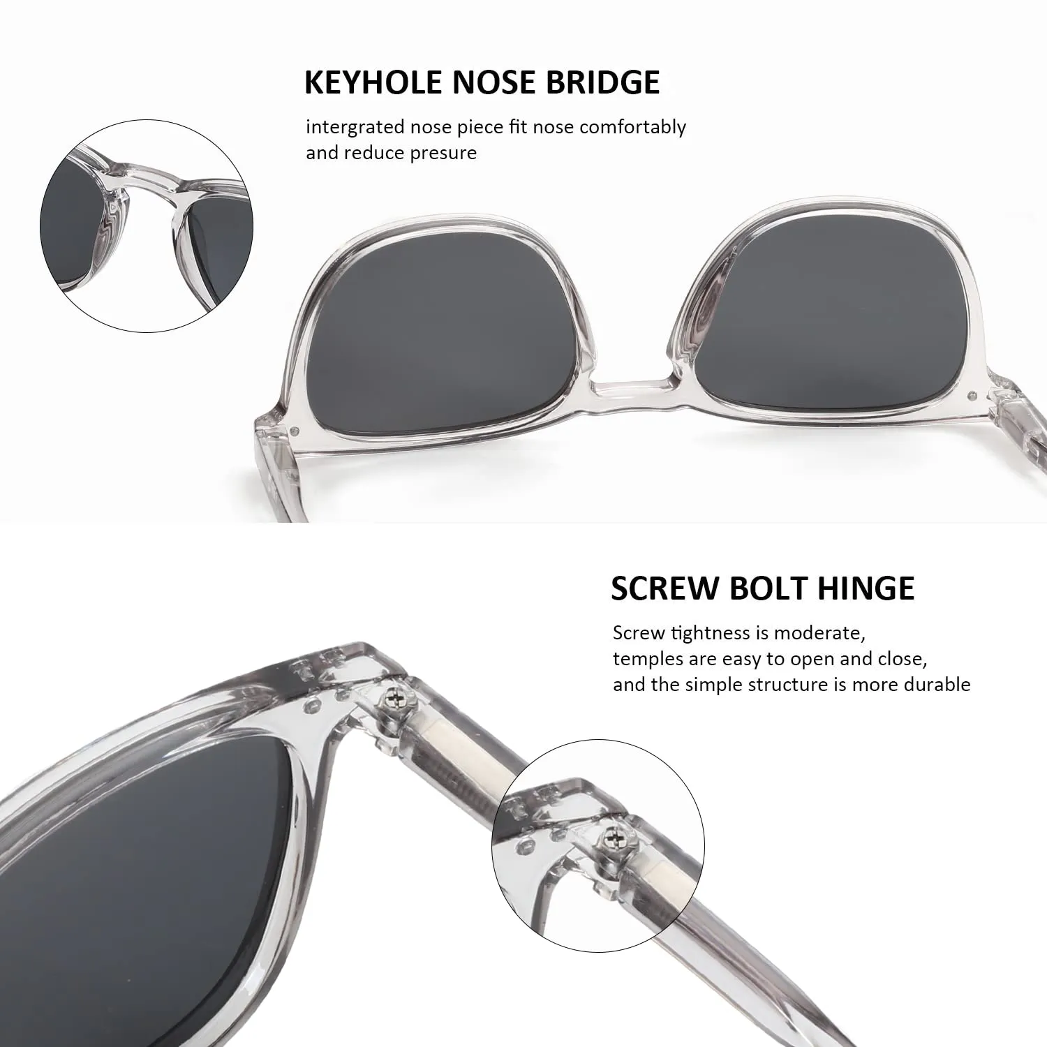 ZENOTTIC 2 Paia Occhiali da Sole Polarizzati UV400 Retro Rotondi e Quadrati Unisex - immagine 5