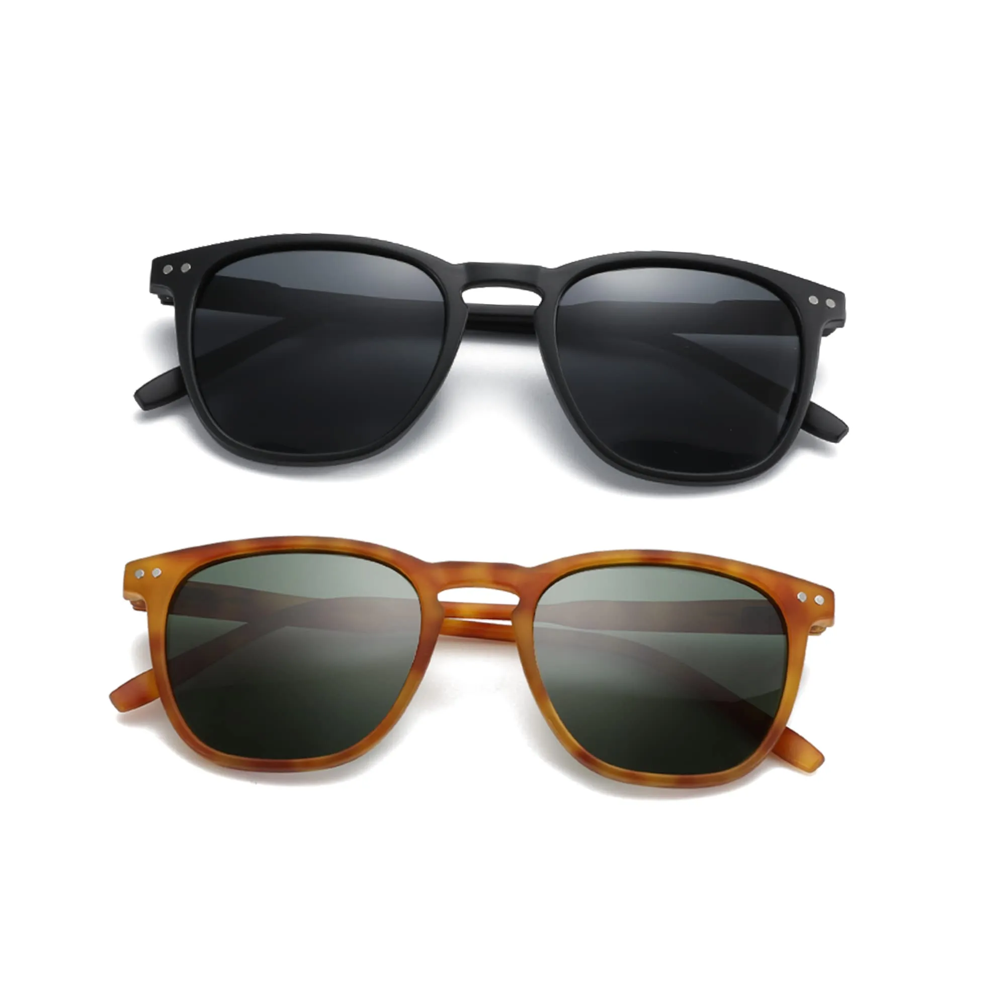ZENOTTIC Occhiali da Sole Polarizzati UV400 Retro Rotondi e Quadrati per Uomo e Donna, 2 Paia - immagine 3