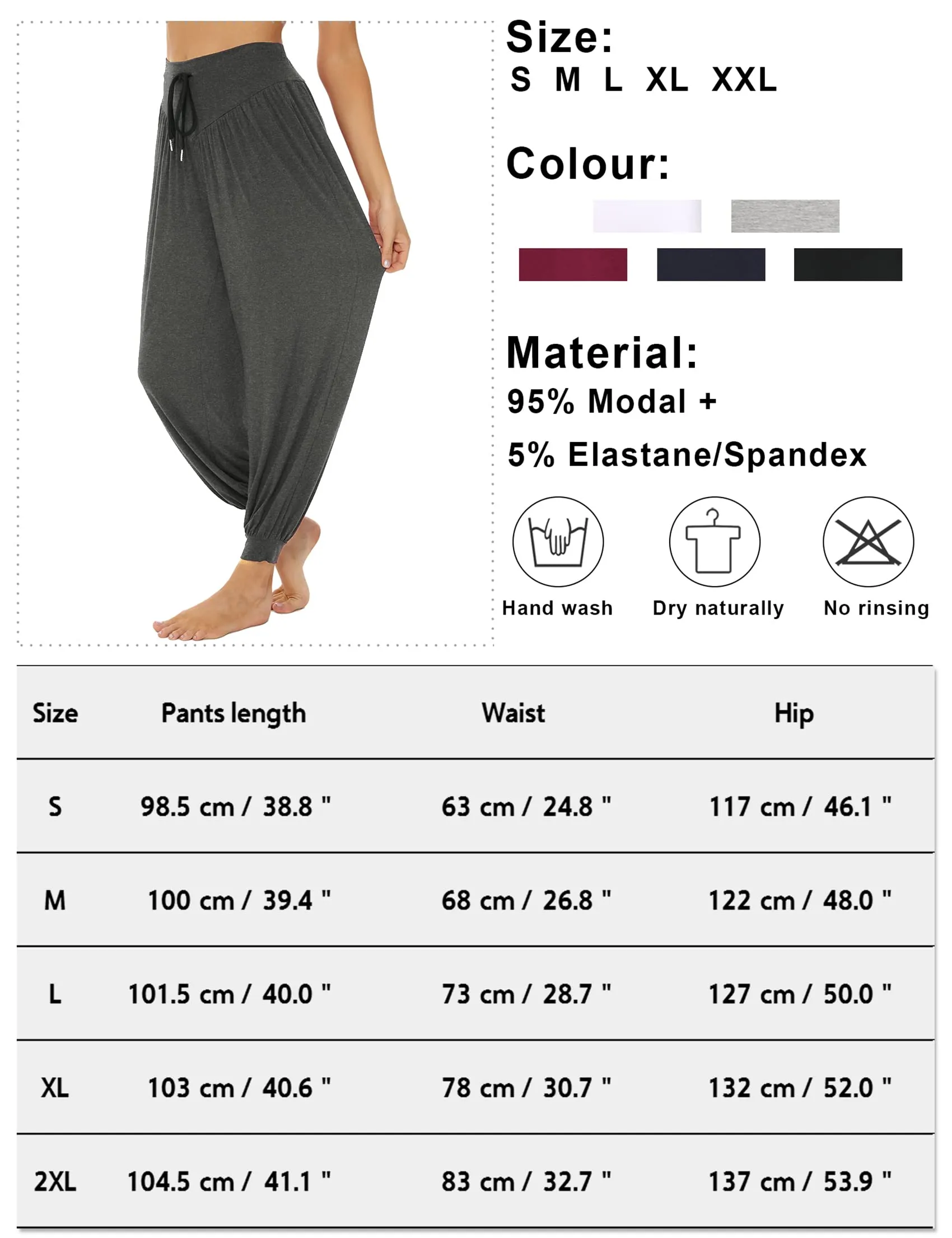 Terecey Pantaloni Yoga Donna Harem Vita Alta con Tasche e Coulisse Gamba Larga - immagine 6