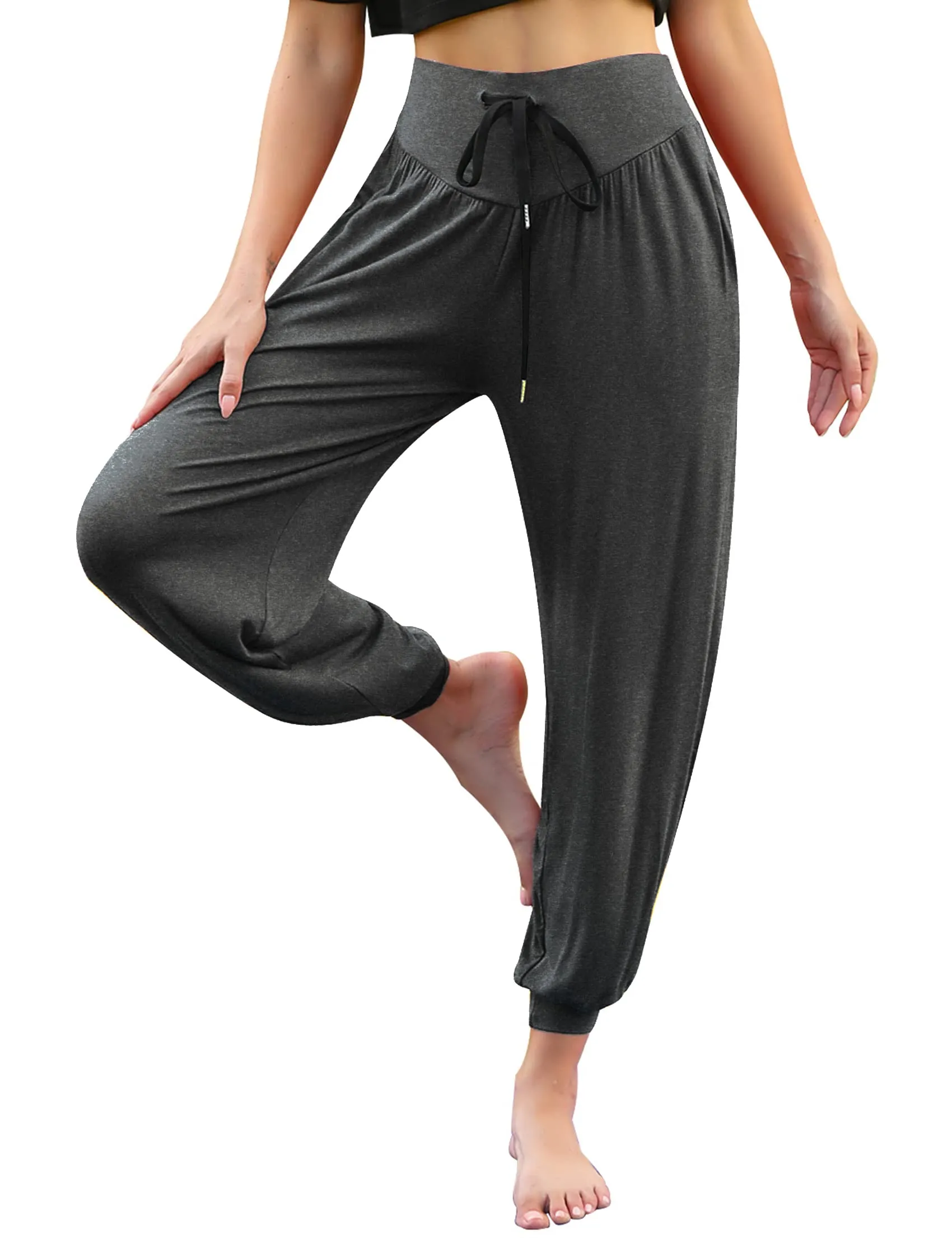 Terecey Pantaloni Yoga Donna Harem Vita Alta con Tasche e Coulisse Gamba Larga - immagine 1