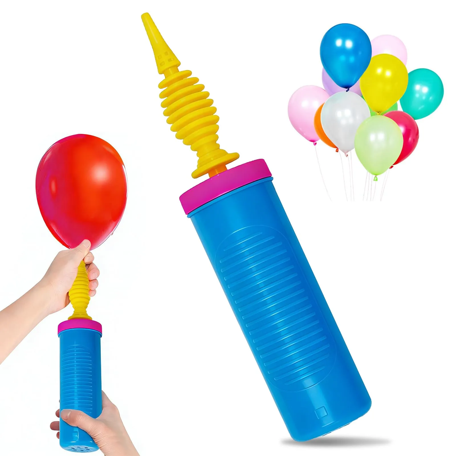 Noa Home Deco Pompa Gonfia Palloncini Manuale, Blu-Rosa - immagine 1