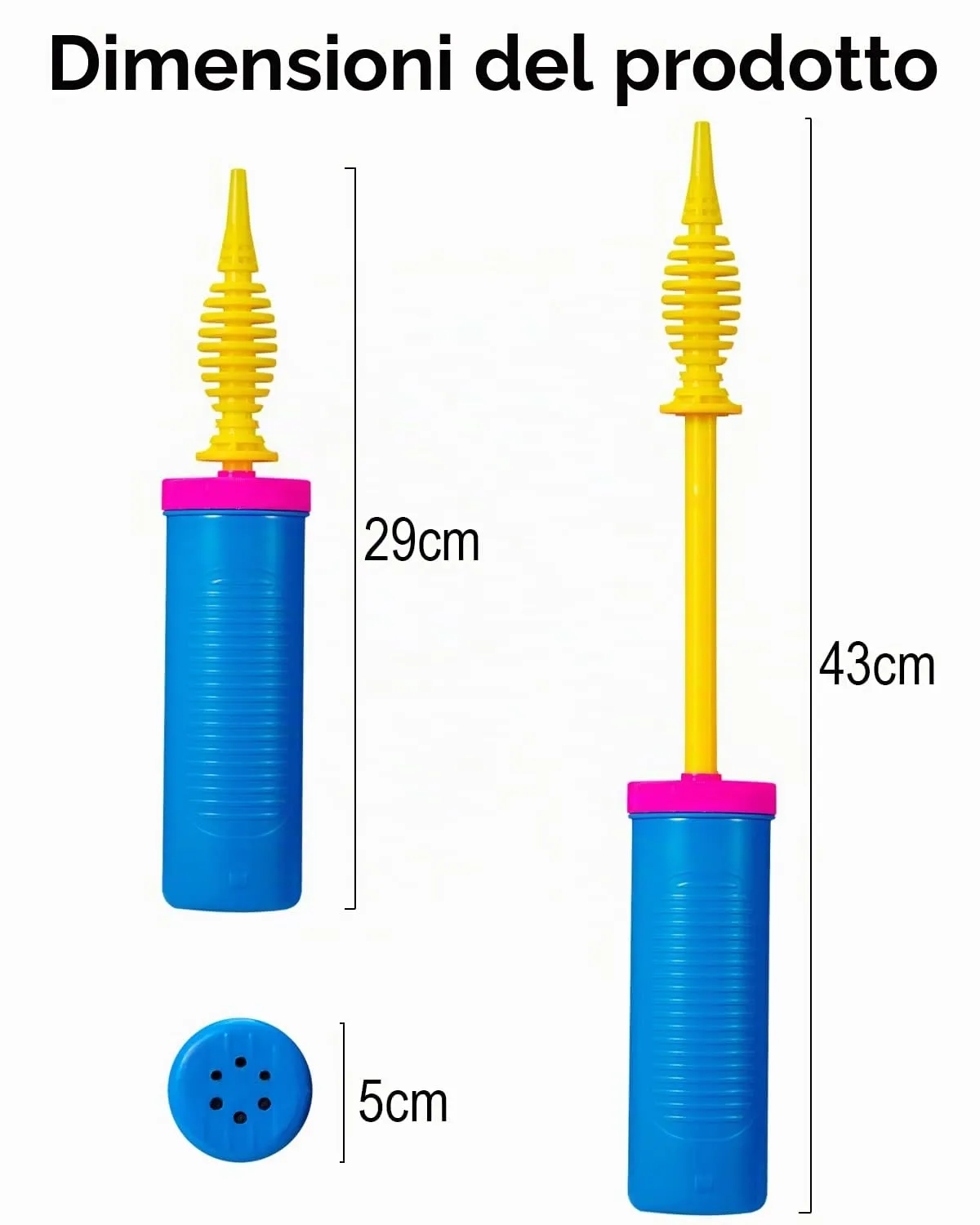 Noa Home Deco Pompa Gonfia Palloncini Manuale, Blu-Rosa - immagine 3