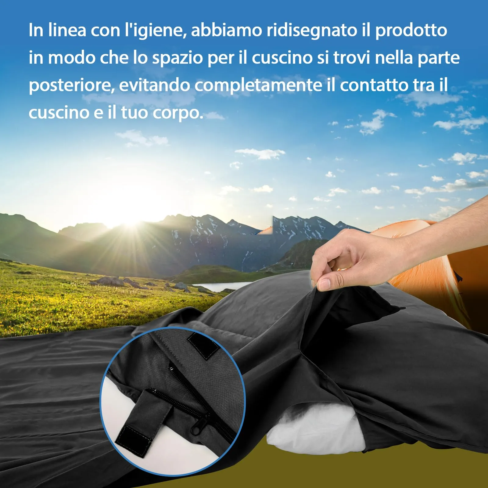JAICOM Lenzuolo Sacco a Pelo da Viaggio, 220 x 90 cm - immagine 4