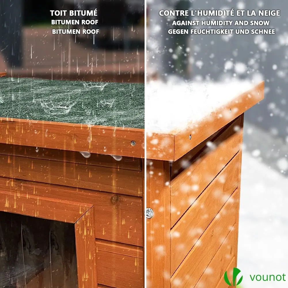 VOUNOT Casetta per Gatti in Legno con Finestra in Plexiglas, Cuccia da Esterno 57x45x43cm - immagine 4