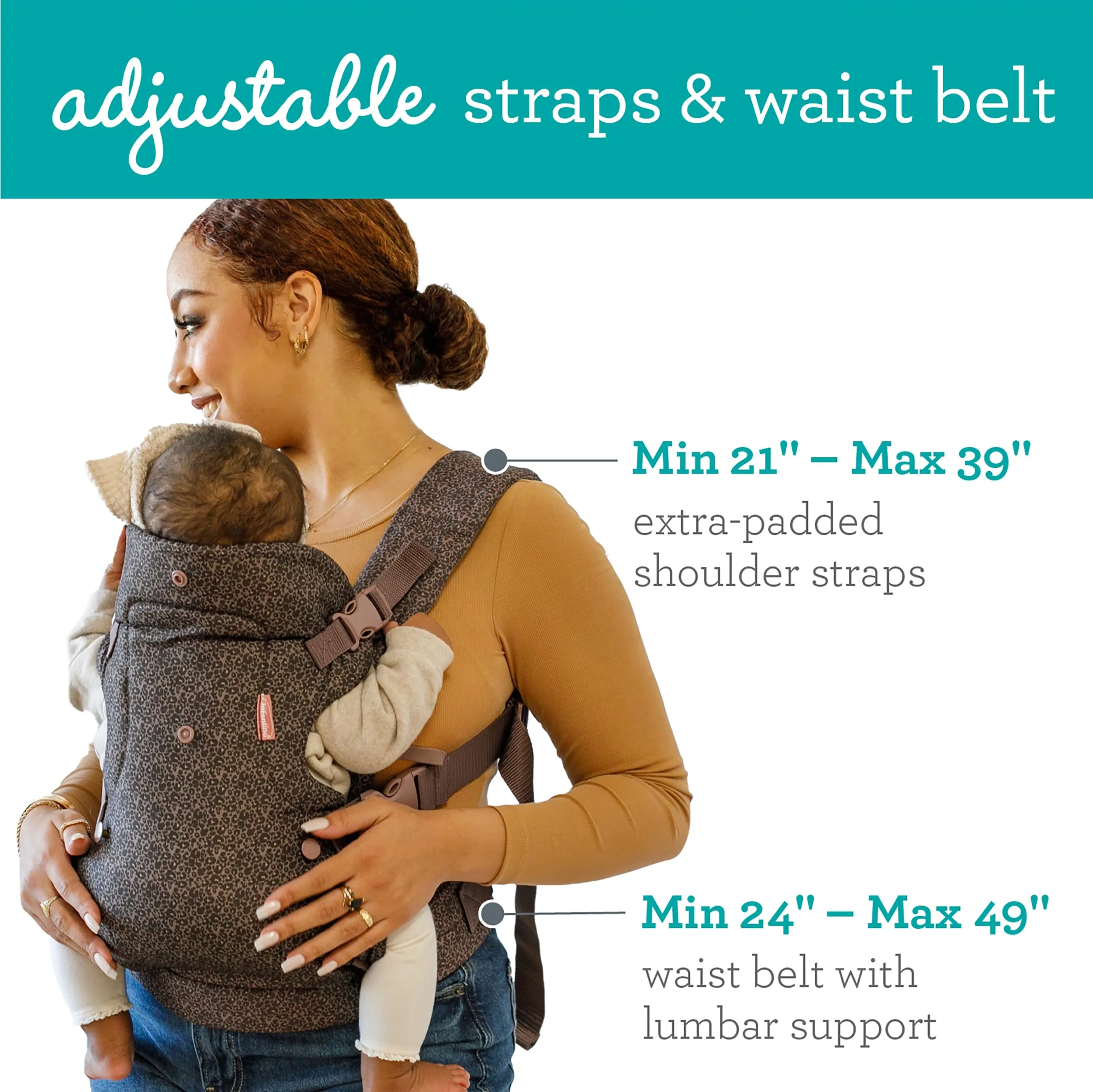Infantino Flip Advanced 4-in-1 Ergonomic Baby Carrier, 3.6 to 14.5 kg, Leopard - immagine 3