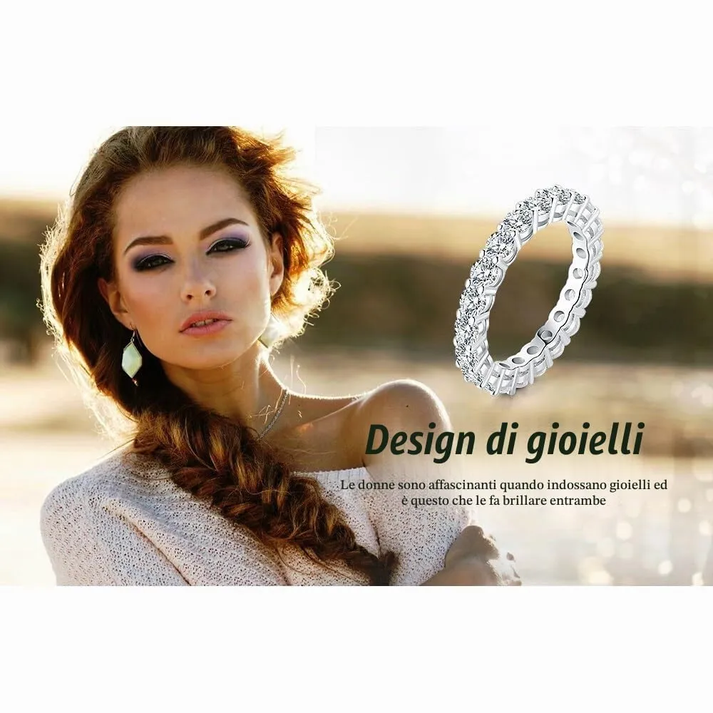 JewelryPalace Anello Eterno Donna in Argento 925 con Zirconia Cubica, Taglio Rotondo, Taglia 17 - immagine 6
