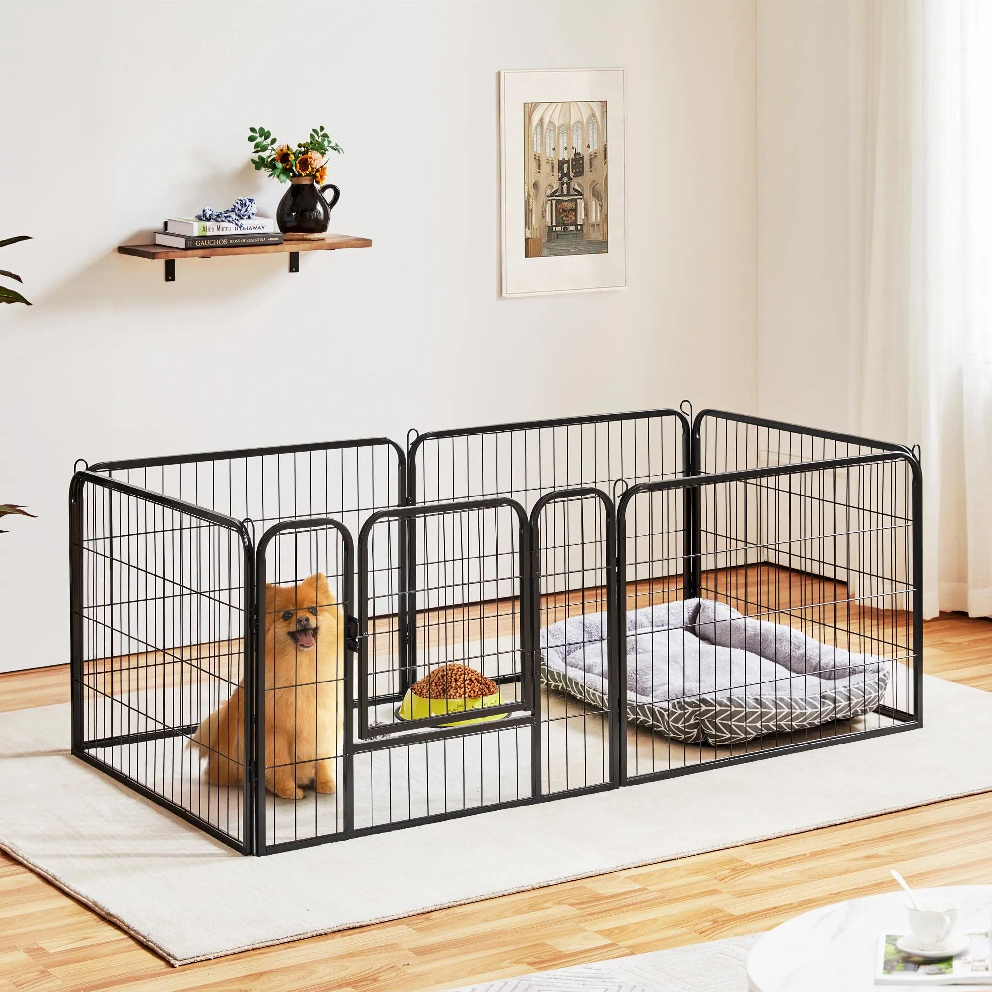 Yaheetech Recinto per Cani Interno Esterno, 6 Pezzi, 80 x 60 cm, Nero - immagine 2
