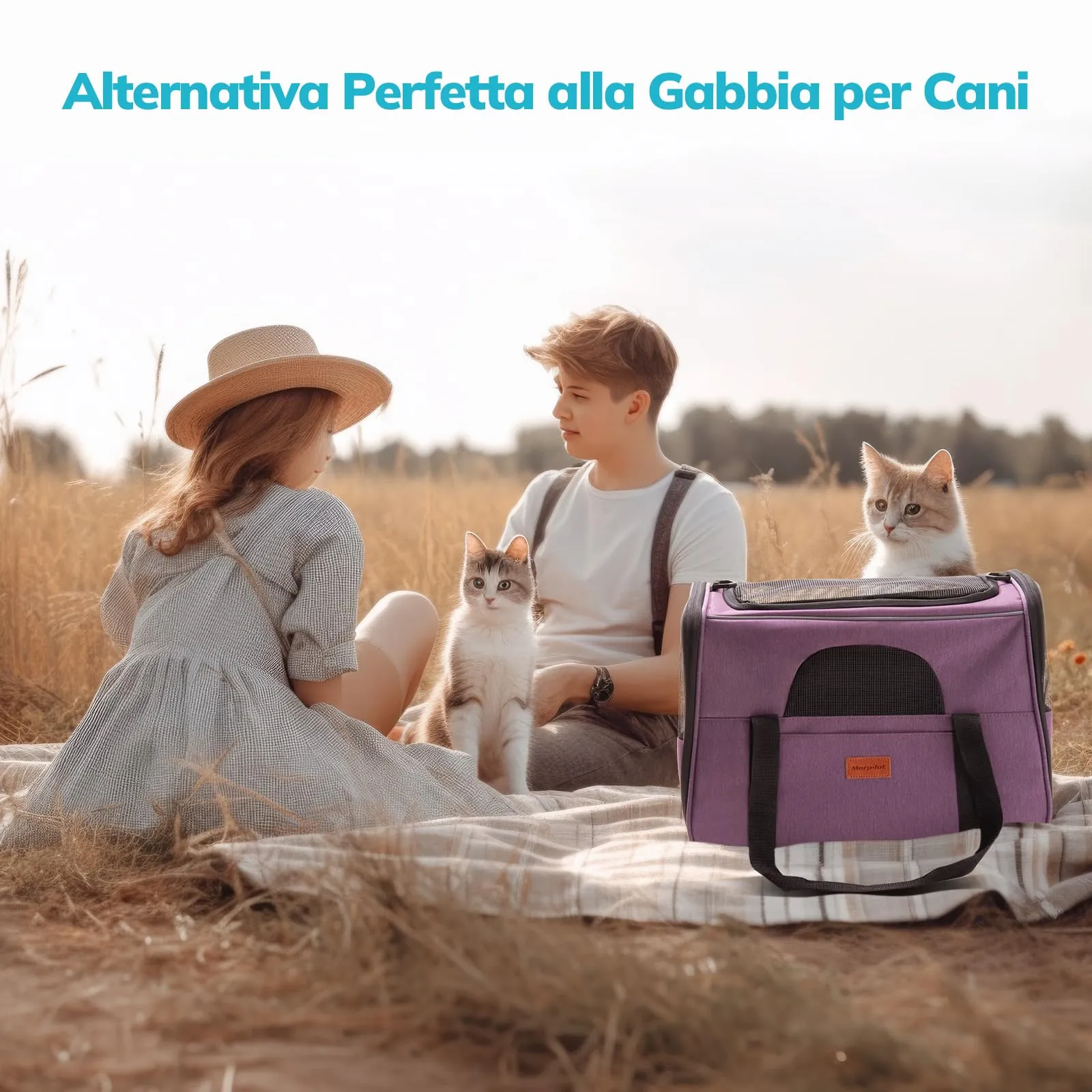 Morpilot Trasportino per gatti e cani fino a 7 kg, pieghevole, 44x31x34cm, Viola chiaro - immagine 7