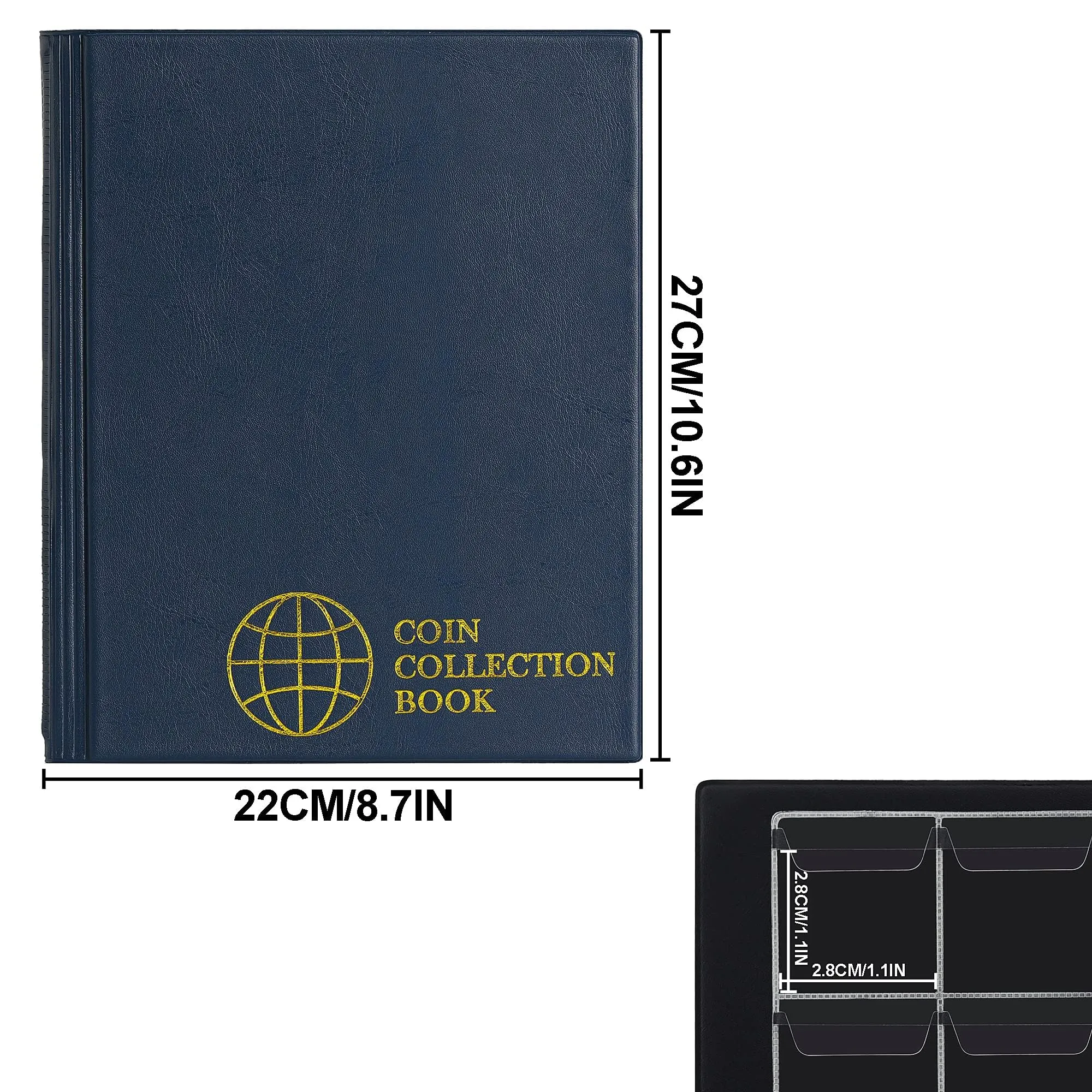 Uncle Paul Album di monete, 10 pagine, 420 tasche, 30x28mm, Blu di Prussia - immagine 2