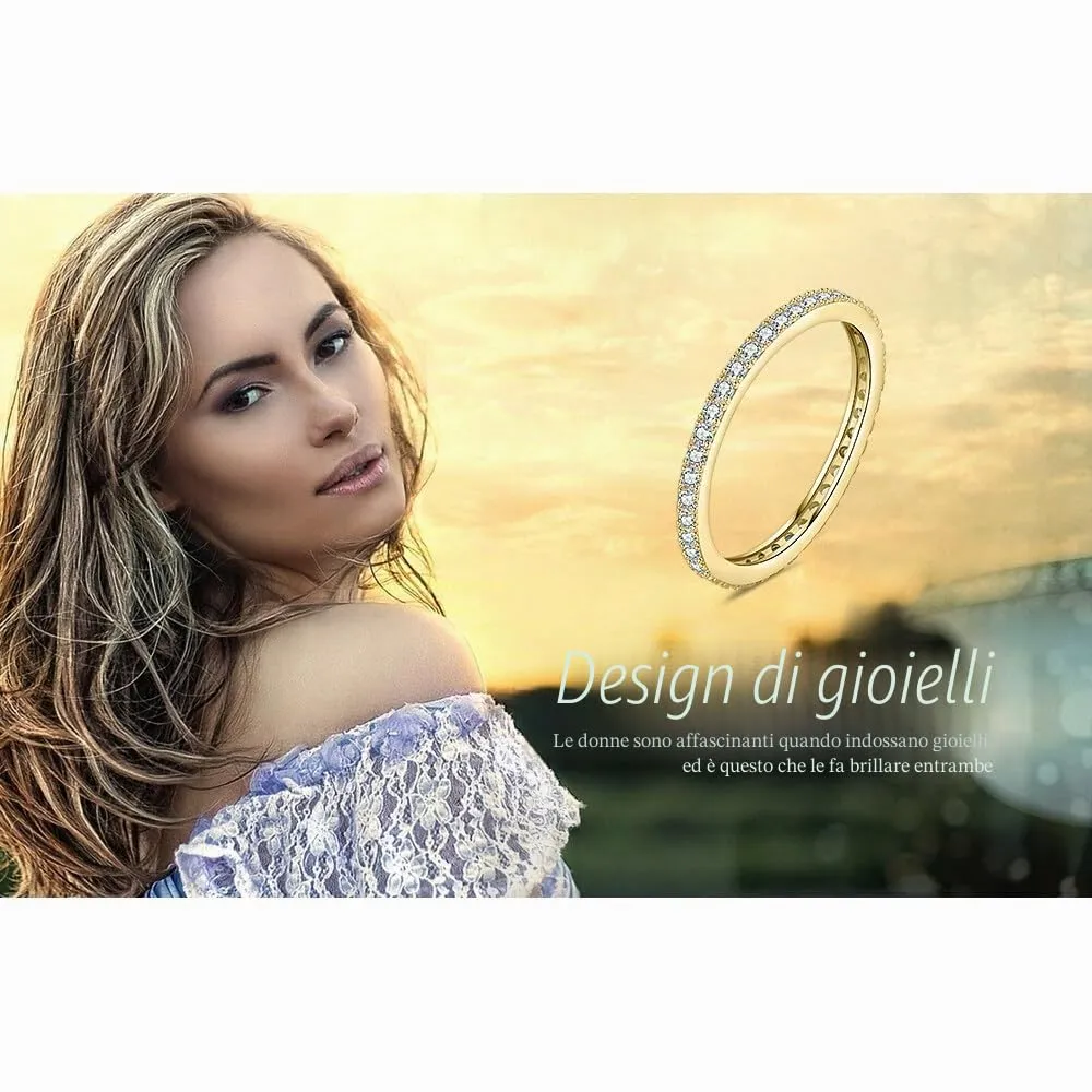 JewelryPalace Anello Eternity Donna in Argento 925 con Zirconia Cubica, Taglio Rotondo, Taglia 7 - immagine 6