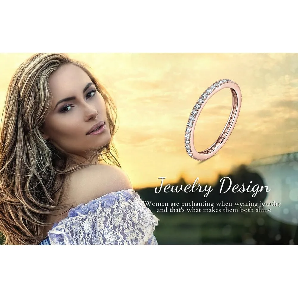 JewelryPalace Anello Eternity in Argento 925 con Zirconia Cubica, Oro Rosa, Taglia 22 - immagine 6