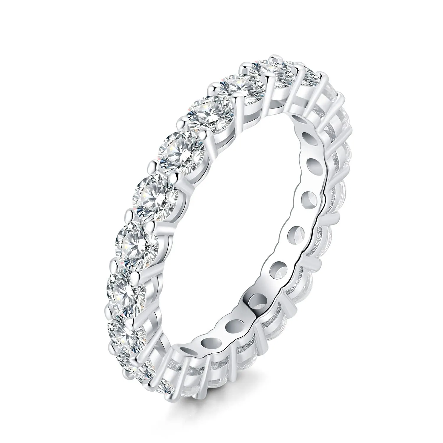 JewelryPalace Anello Eterno Donna in Argento 925 con Zirconia Cubica, Anelli Impilabili a Taglio Rotondo, Taglia 19.5 - immagine 1