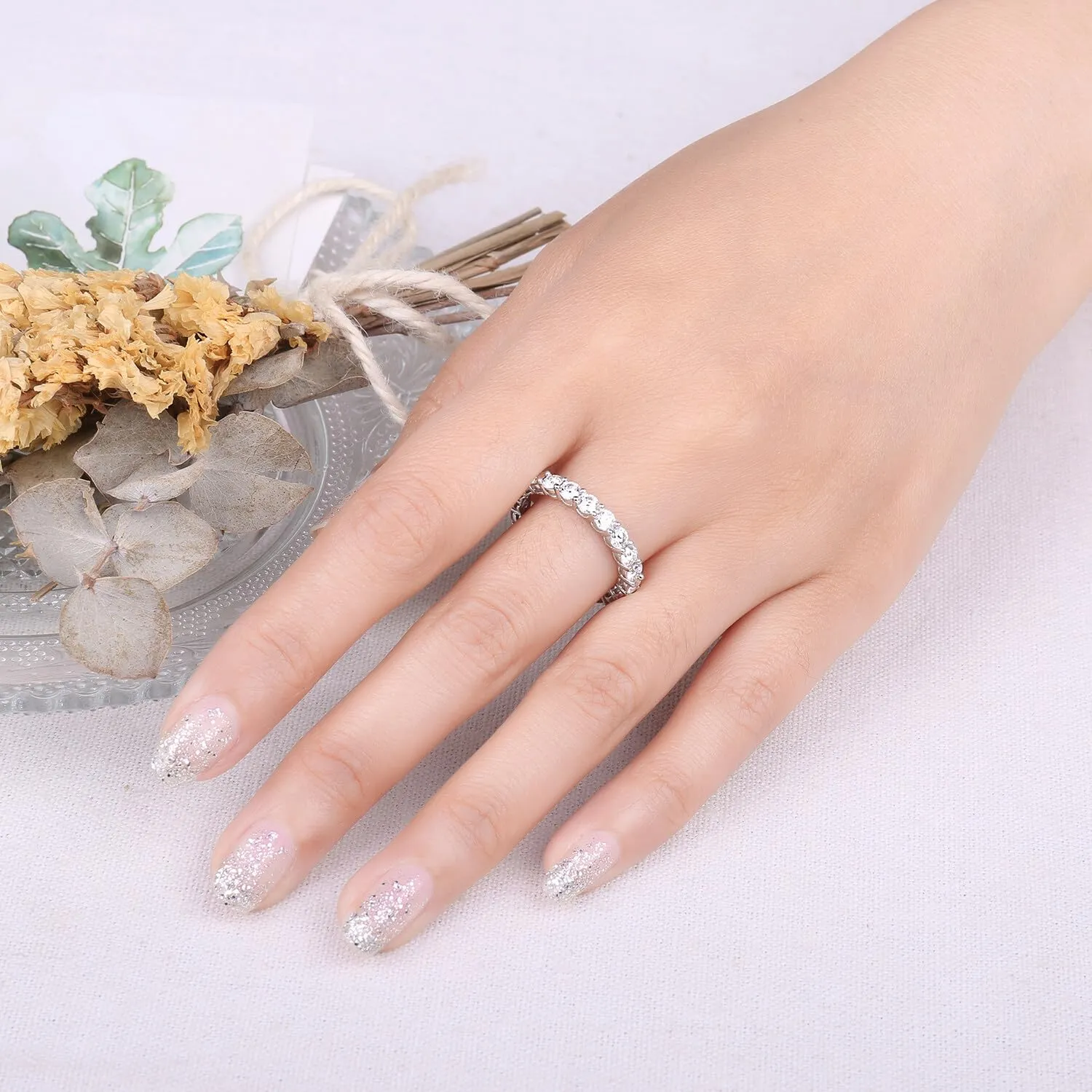 JewelryPalace Anello Eterno Donna in Argento 925 con Zirconia Cubica, Anelli Impilabili a Taglio Rotondo, Taglia 19.5 - immagine 4