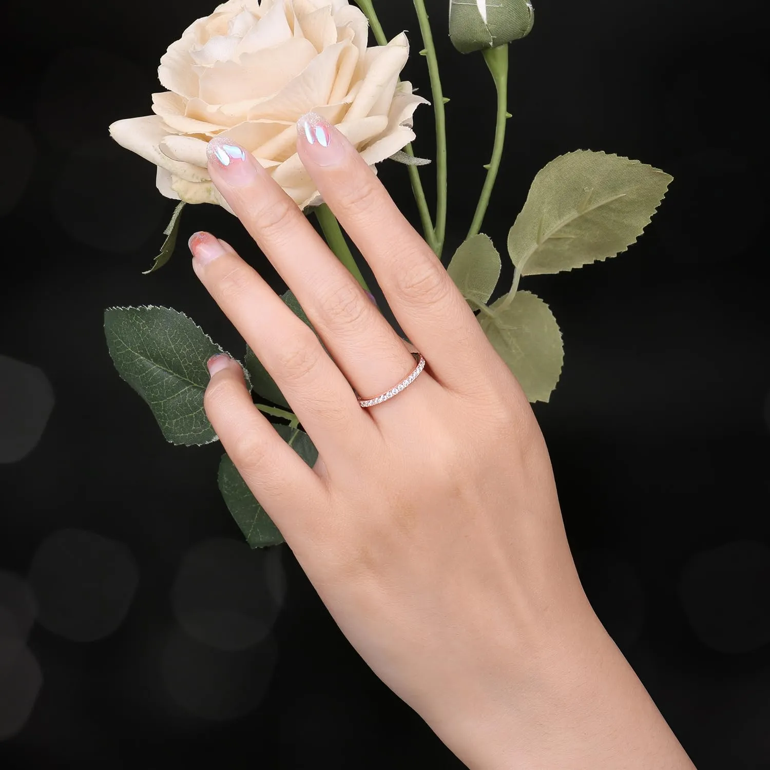 JewelryPalace Anello Half Eternity in Argento 925 con Zirconia Cubica - Fede Nuziale Donna con 6 Pietre a Taglio Rotondo - immagine 5