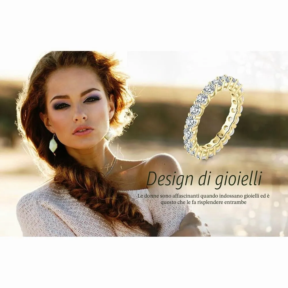 JewelryPalace Anello Eterno Donna in Argento 925 con Zirconia Cubica, Taglio Rotondo, Taglia 11.5 - immagine 6