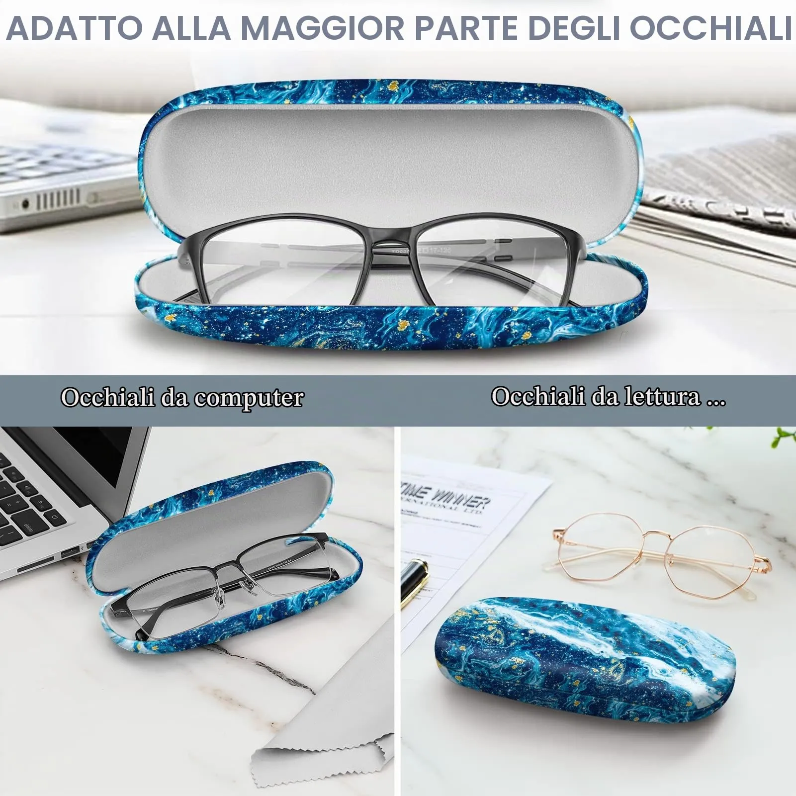 FINTIE Custodia Occhiali Rigida, Onde, Pelle Sintetica - immagine 4