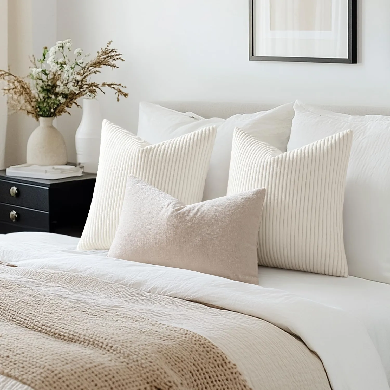 MIULEE Fodere Cuscini in Velluto a Coste, 45x45cm, Bianco, Confezione da 2 - immagine 5