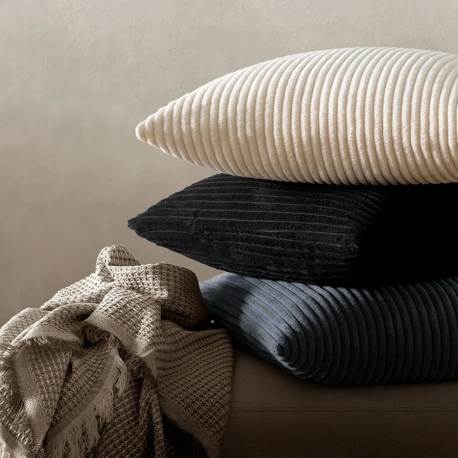 MIULEE Fodere in Velluto a Coste, Set da 2, 30 x 50 cm, Grigio Scuro - immagine 5