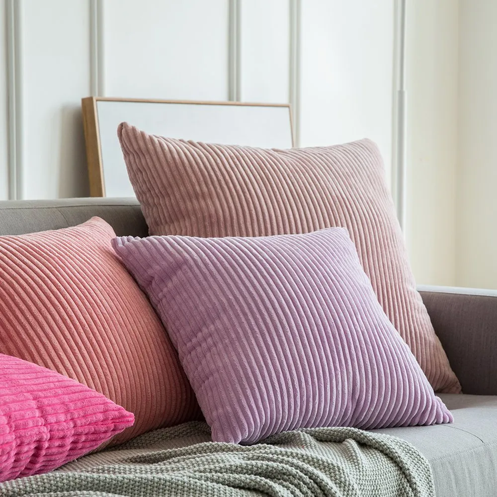 MIULEE Federe in Velluto a Coste, 60 x 60 cm, Rosa Scuro, Confezione da 2 - immagine 5