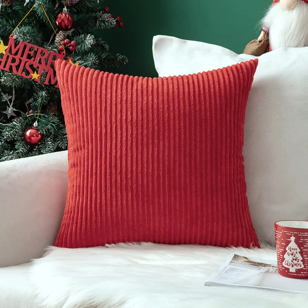 MIULEE Federe per Cuscini in Velluto a Coste, 45x45cm, Rosso, Confezione da 2 - immagine 2
