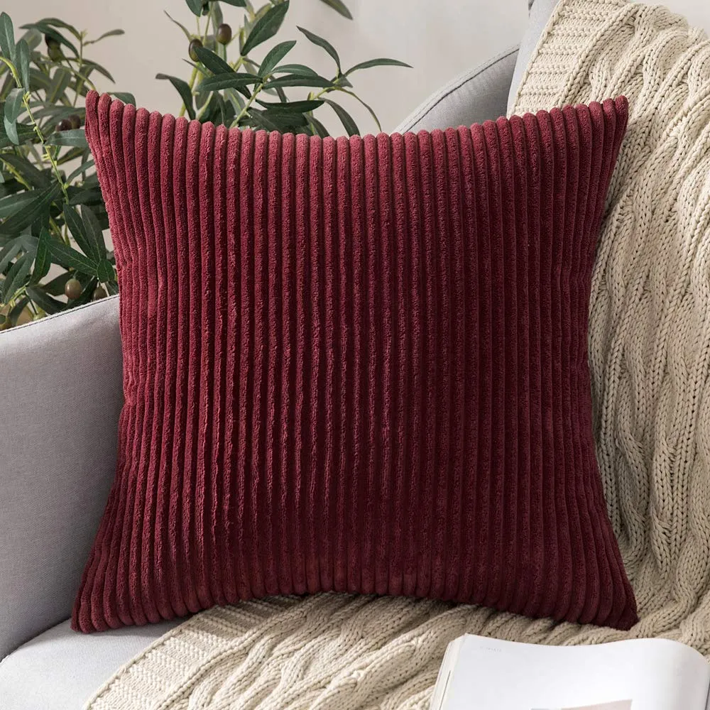 MIULEE Fodere Cuscini in Velluto a Coste, 50x50cm, Confezione da 2, Vino Rosso - immagine 8