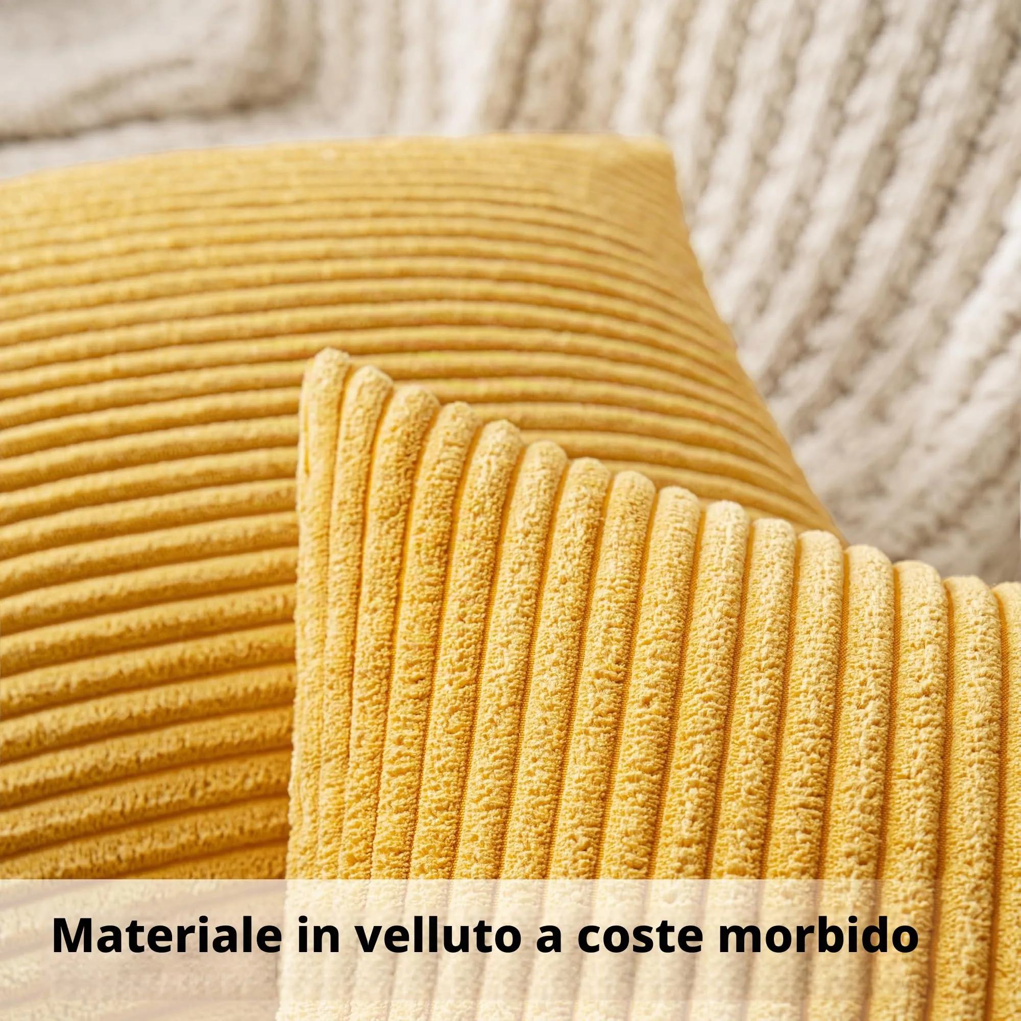 MIULEE Federe Cuscini in Velluto a Coste, 40x40 cm, 2 Pezzi, Giallo Zenzero - immagine 2